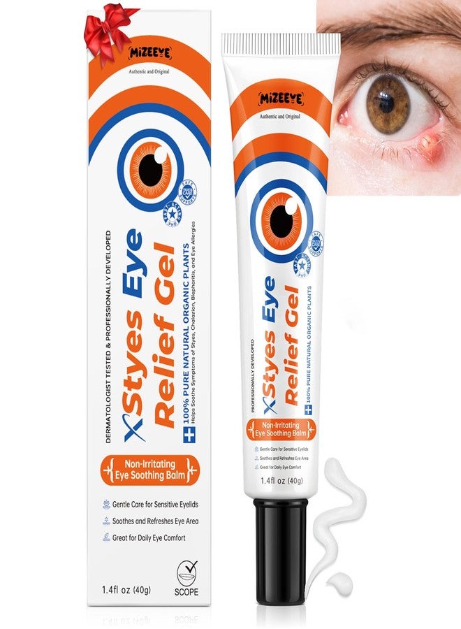 MIZEEYE Styes Eye Relief Gel For Blepharitis & Chalazion, Eye Cream With Avocado, Sea Buckthorn & Grape Seed Oils, Soothing Irritation, Puffiness, Dark Circles, Chalazion Remover, 40g/1.4 fl oz - Image 1
